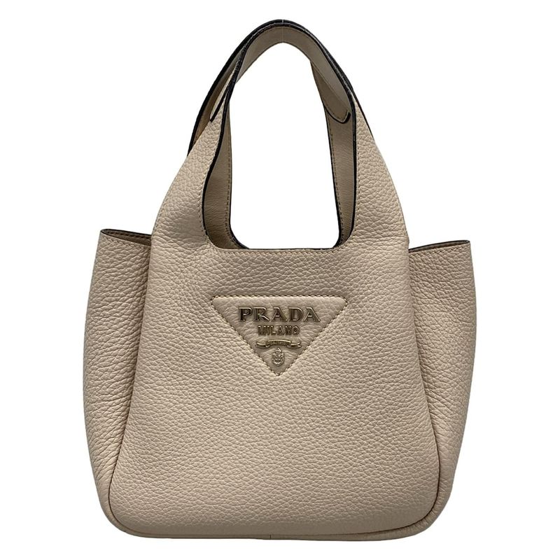 Prada Tote Leather Mini Handbag 1ba349 Pink Beige Leather