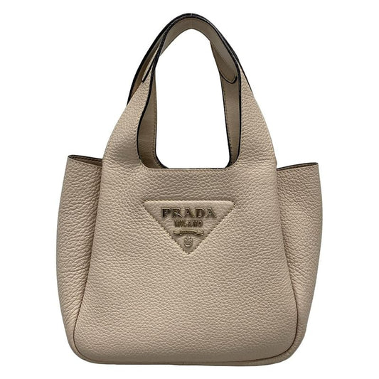 Prada Tote Leather Mini Handbag 1ba349 Pink Beige Leather