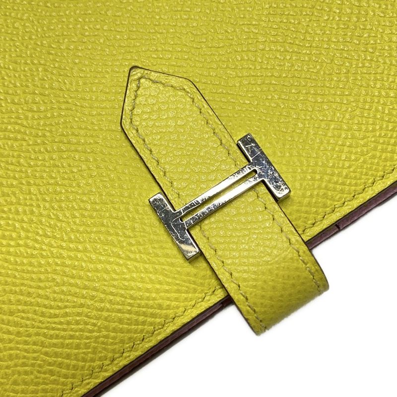 Hermes Bifold Wallet Bearn Compact Verso Lime X Mauve Silvestre New Shape