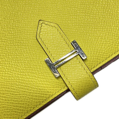 Hermes Bifold Wallet Bearn Compact Verso Lime X Mauve Silvestre New Shape