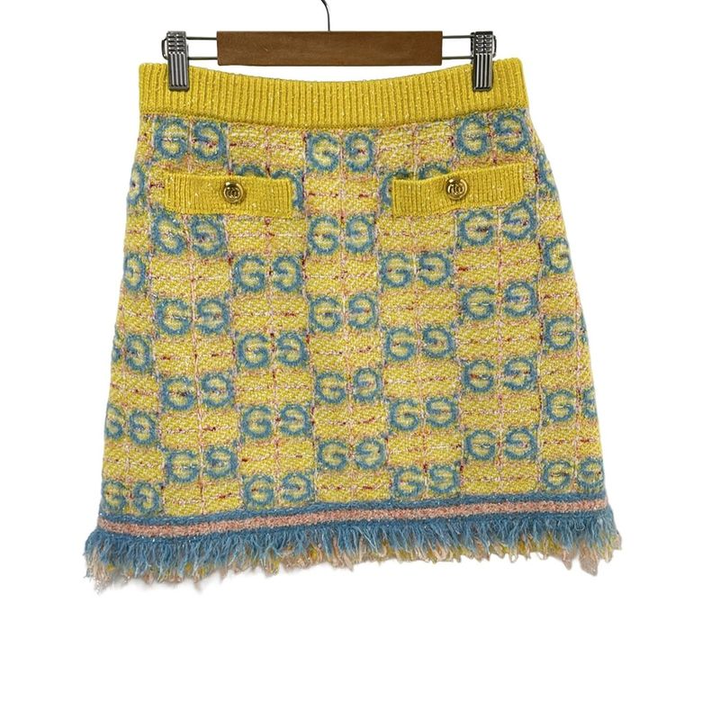 Gucci Miniskirt Size S Women - 749027 Yellow X Pink X Multi Lame GG Pattern