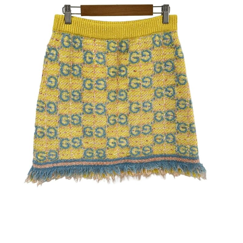 Gucci Miniskirt Size S Women - 749027 Yellow X Pink X Multi Lame GG Pattern