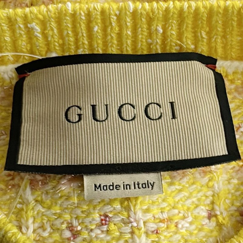 Gucci Short Sleeved Sweater Size S Women - 749026 Yellow X Pink X Multi Lame GG