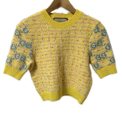 Gucci Short Sleeved Sweater Size S Women - 749026 Yellow X Pink X Multi Lame GG