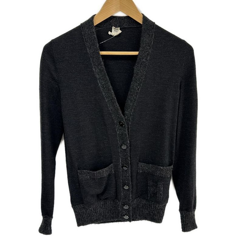 Hermes Cardigan Size 34 S Women - Dark Gray Long Sleeves Alpaca Blend