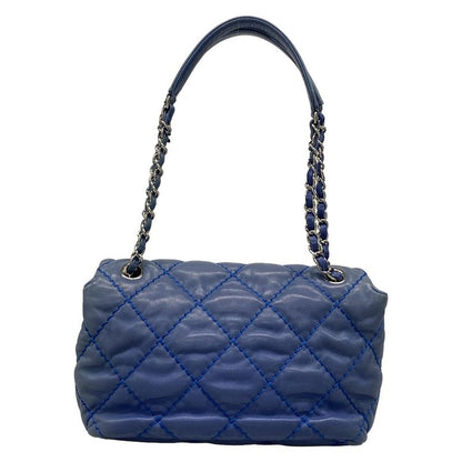Chanel Shoulder Bag Single Flap Matelasse Ultra Stitch Blue Grey Chain Shoulder