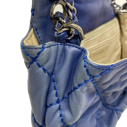 Chanel Shoulder Bag Single Flap Matelasse Ultra Stitch Blue Grey Chain Shoulder
