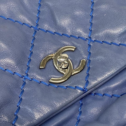 Chanel Shoulder Bag Single Flap Matelasse Ultra Stitch Blue Grey Chain Shoulder