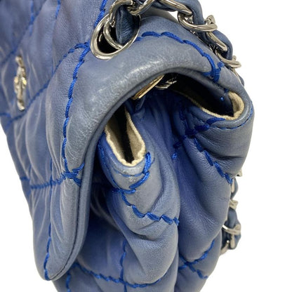Chanel Shoulder Bag Single Flap Matelasse Ultra Stitch Blue Grey Chain Shoulder