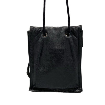 Balenciaga Shoulder Bag Explorer Pouch Strap 532298 Black Mini Bag Leather