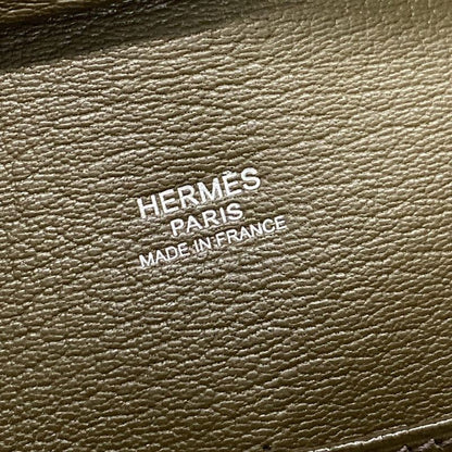 Hermes Plume 32 Chocolat And Khaki Silver Hardware Bi-color Handbag
