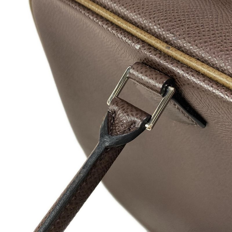 Hermes Plume 32 Chocolat And Khaki Silver Hardware Bi-color Handbag