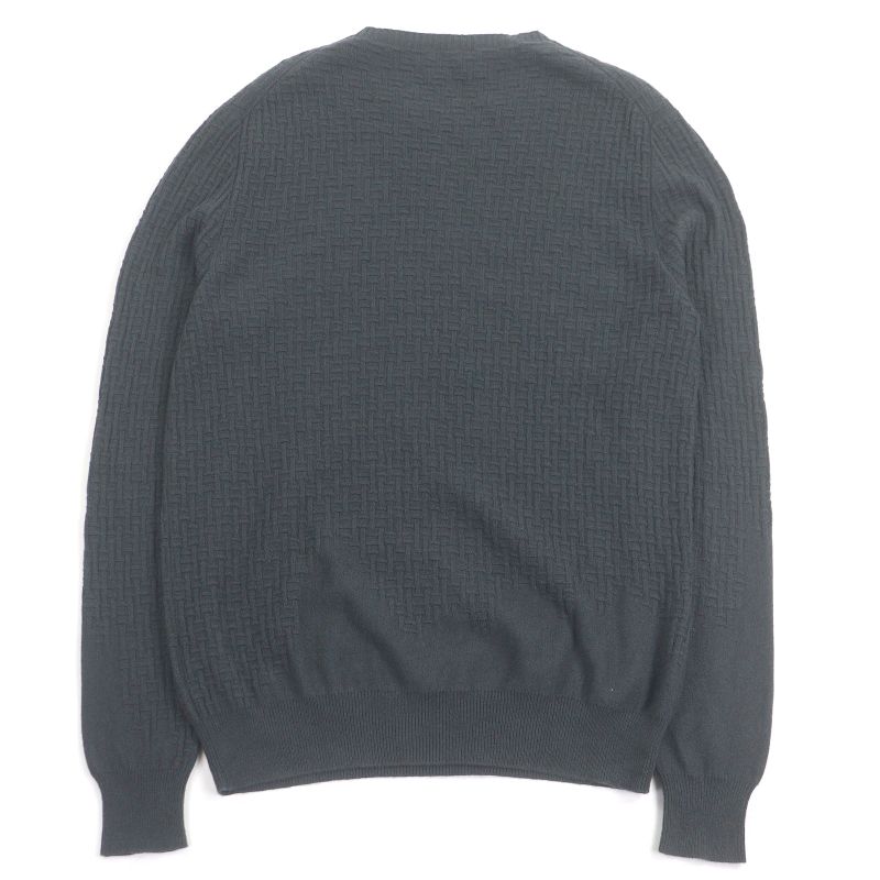 Hermes 100% Cashmere H-Pattern Knitting Total Pattern Long Sleeves