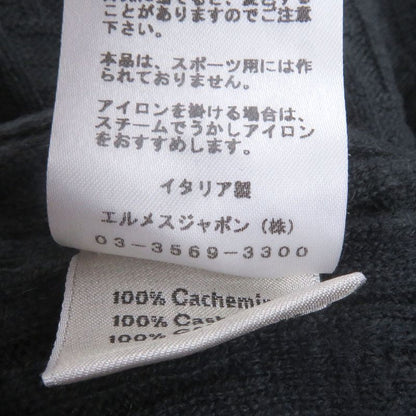 Hermes 100% Cashmere H-Pattern Knitting Total Pattern Long Sleeves