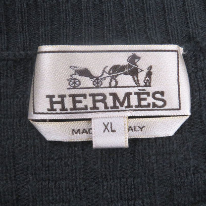 Hermes 100% Cashmere H-Pattern Knitting Total Pattern Long Sleeves