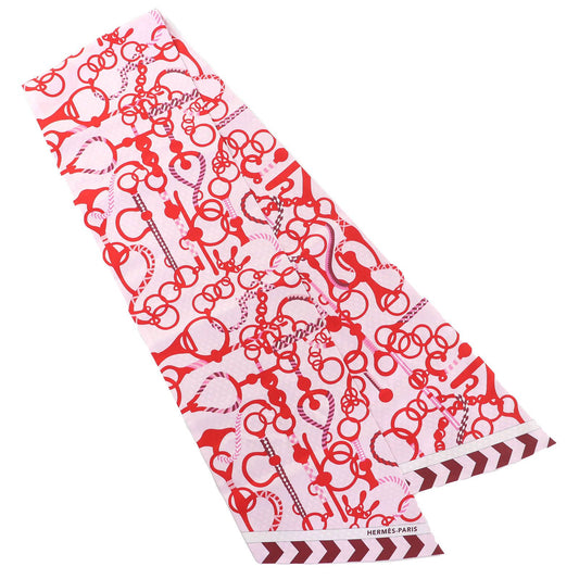 Hermes 093267s Mors Et Tress Es 100% Silk Rose/rouge/bodeaux Maxi