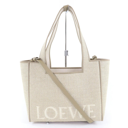 Excellent Condition Loewe Alf1b61x11 Font Tote Medium Canvas Leather