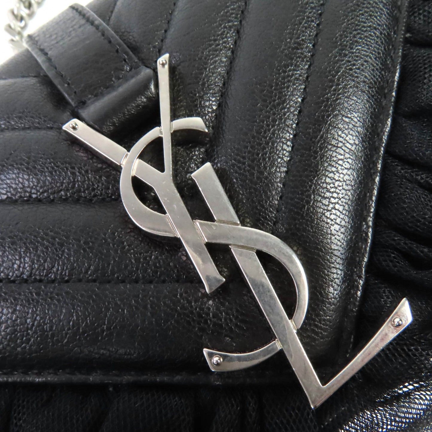 Excellent Condition Saint Laurent Paris 405328 Classic Baby Chain Leather