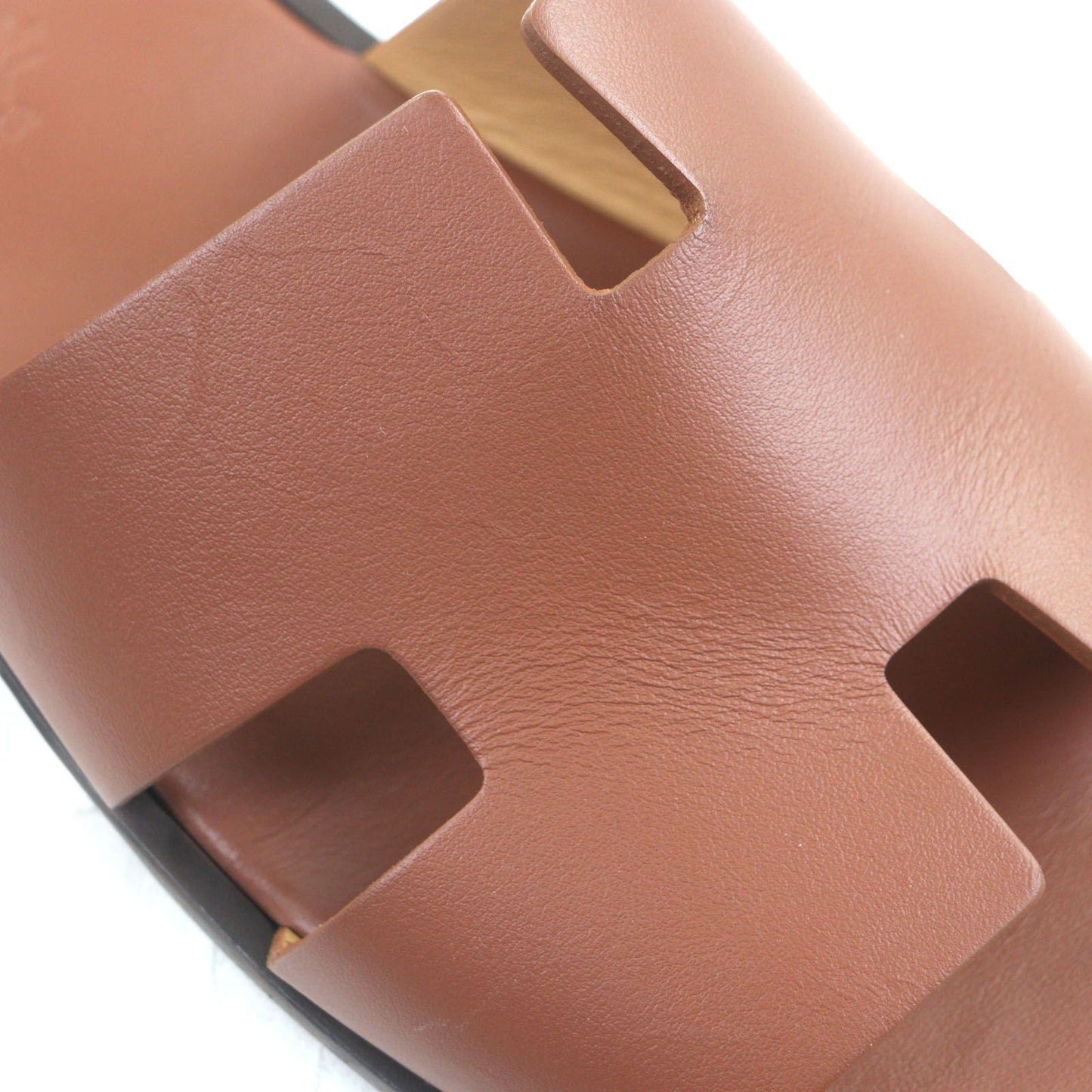 Excellent Condition Hermes Izmir Leather H Motif Slide Sandals Brown 41 Box