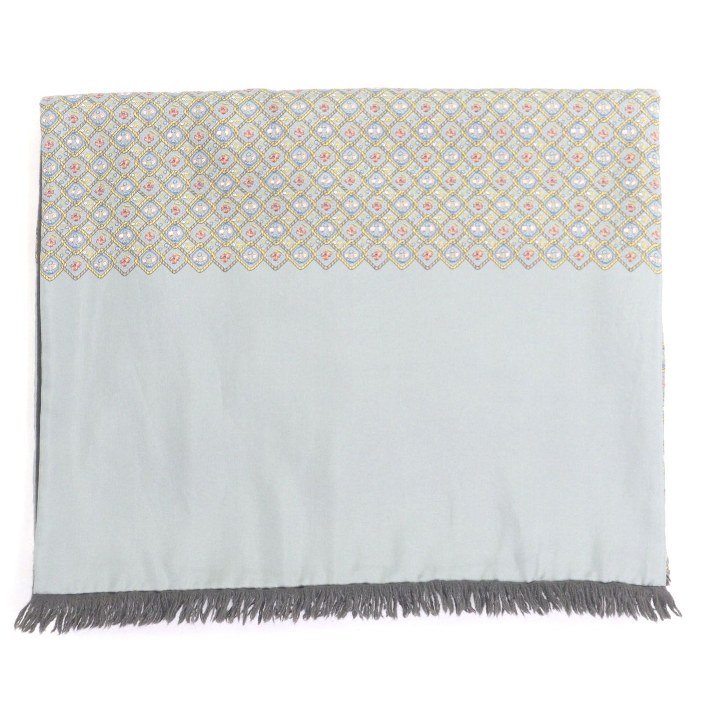 Excellent Condition Hermes Silk Angora All Over Pattern with Fringes