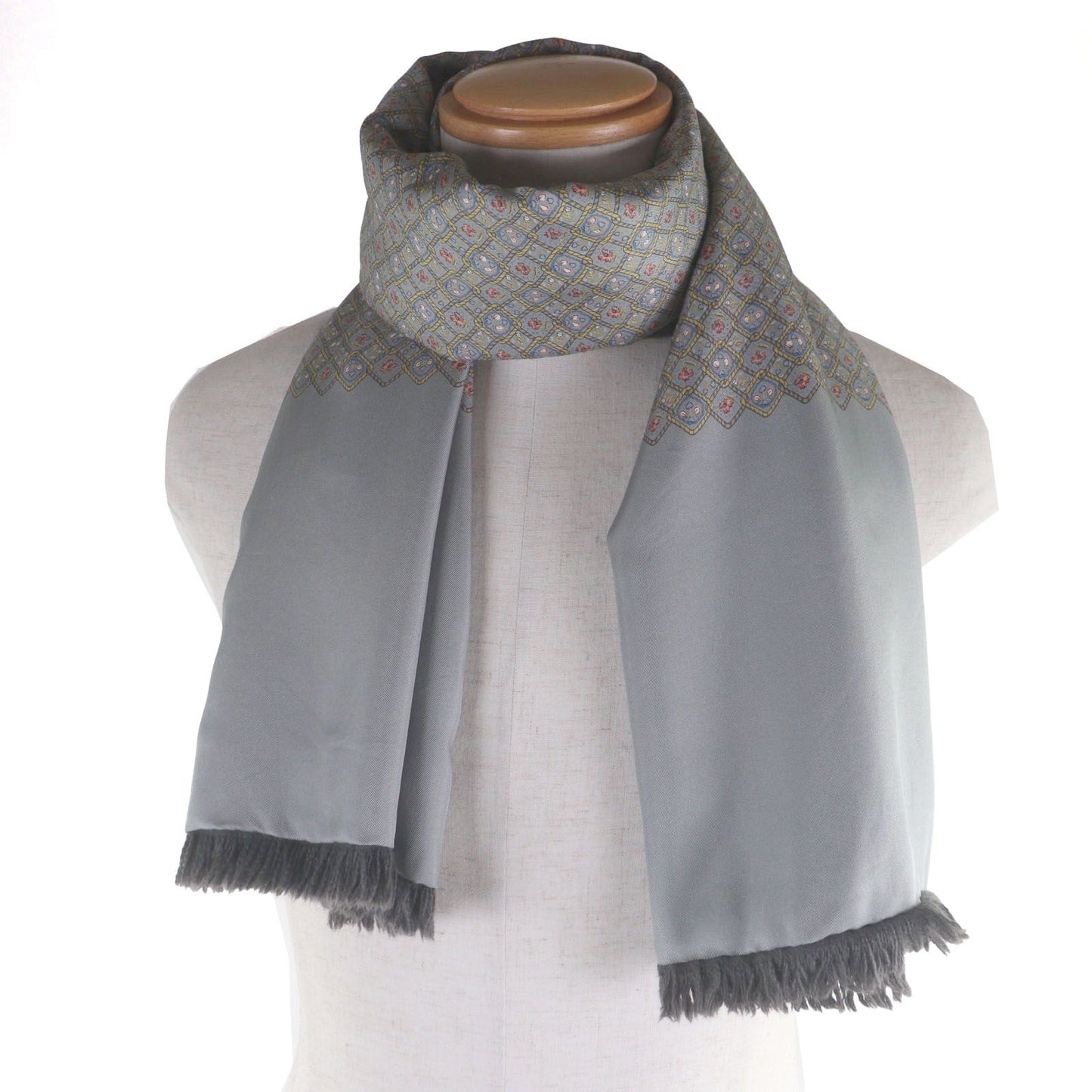 Excellent Condition Hermes Silk Angora All Over Pattern with Fringes