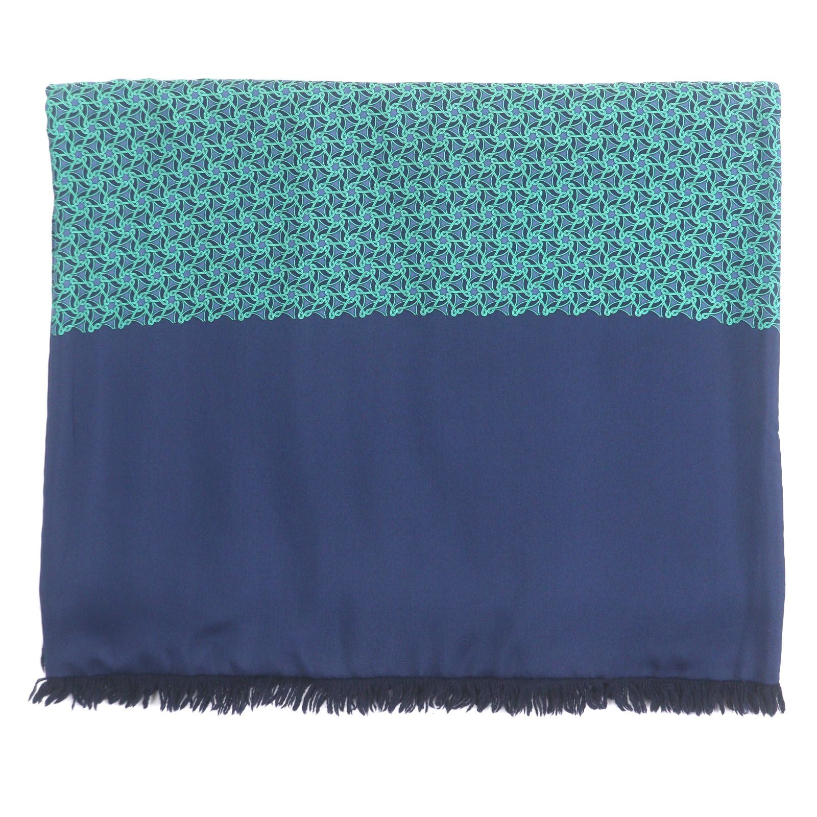 Excellent Condition Hermes Silk Angora All Over Pattern with Fringe