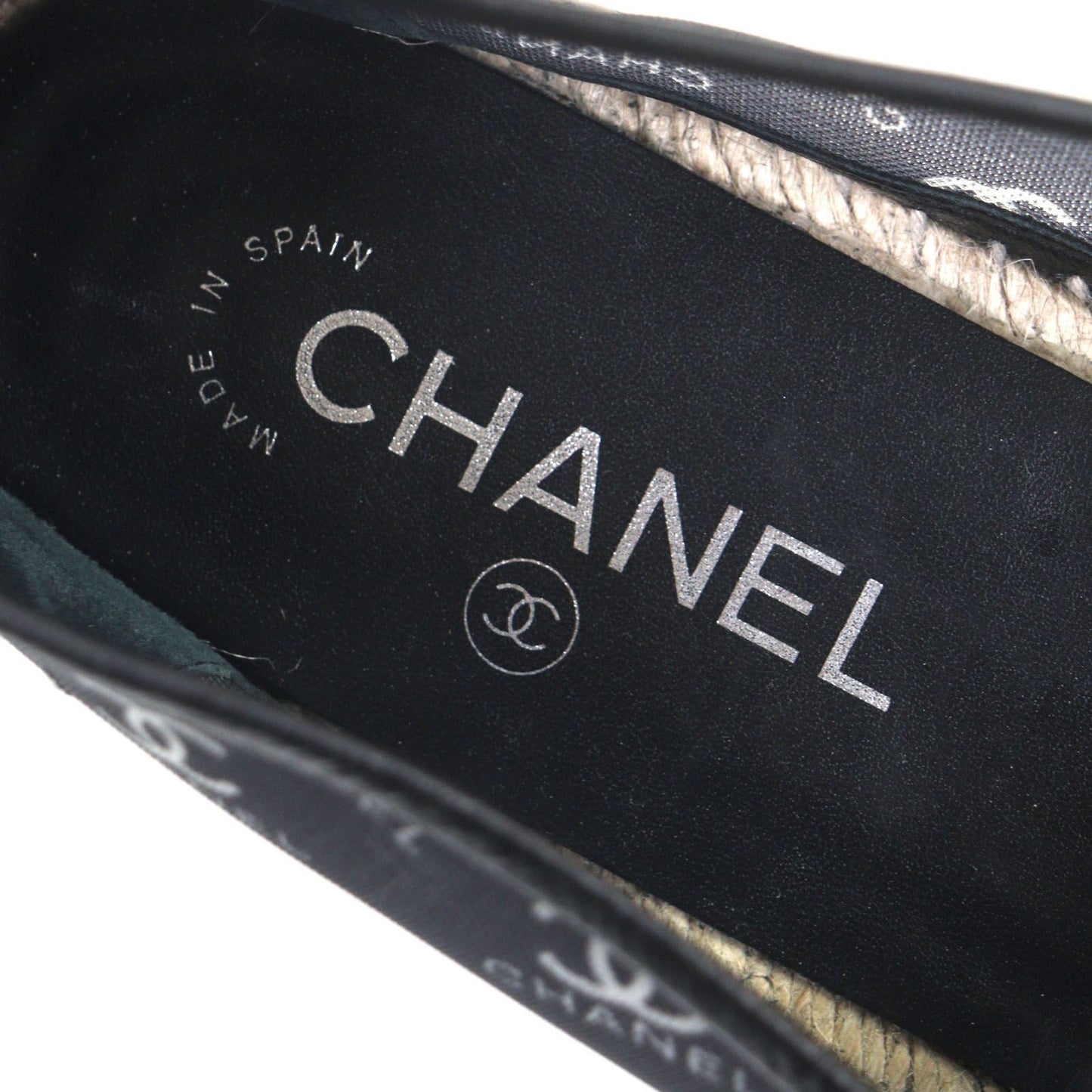 Excellent Condition Chanel G34673 Mesh Leather Cocomark Mesh Espadrilles