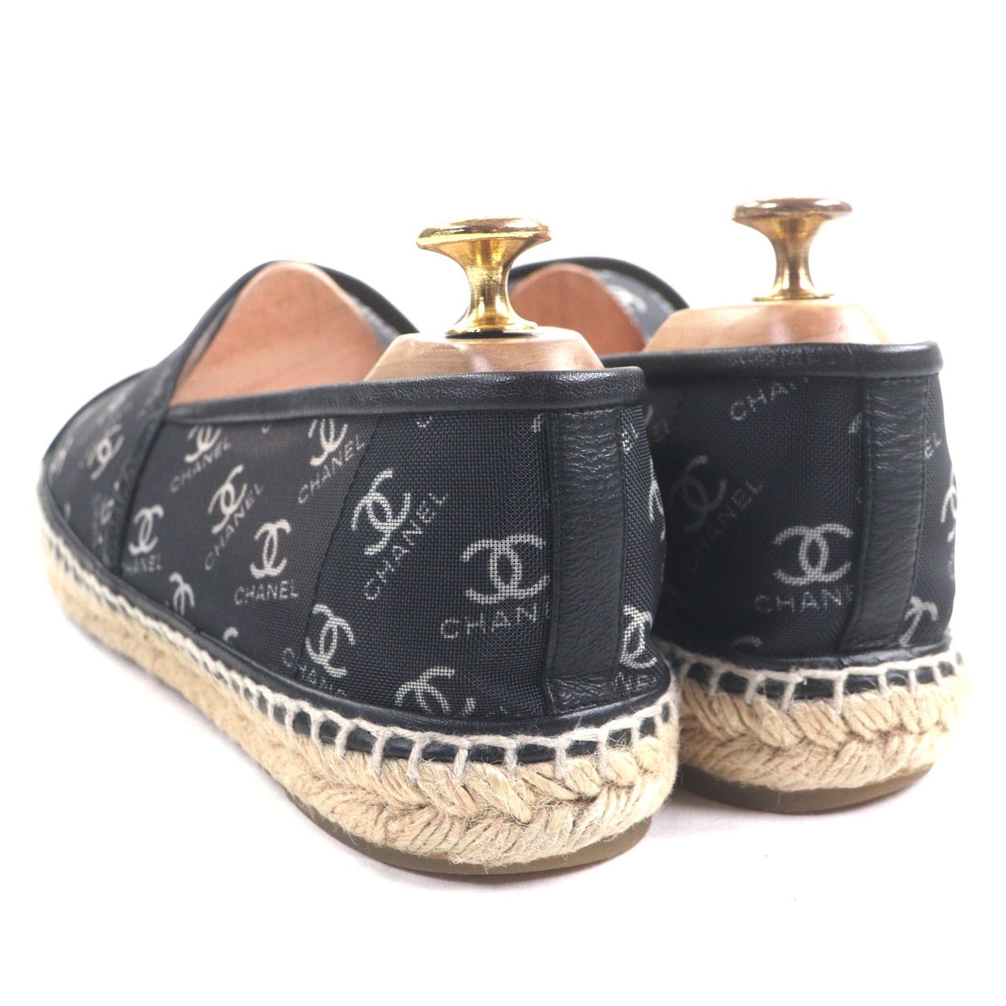 Excellent Condition Chanel G34673 Mesh Leather Cocomark Mesh Espadrilles