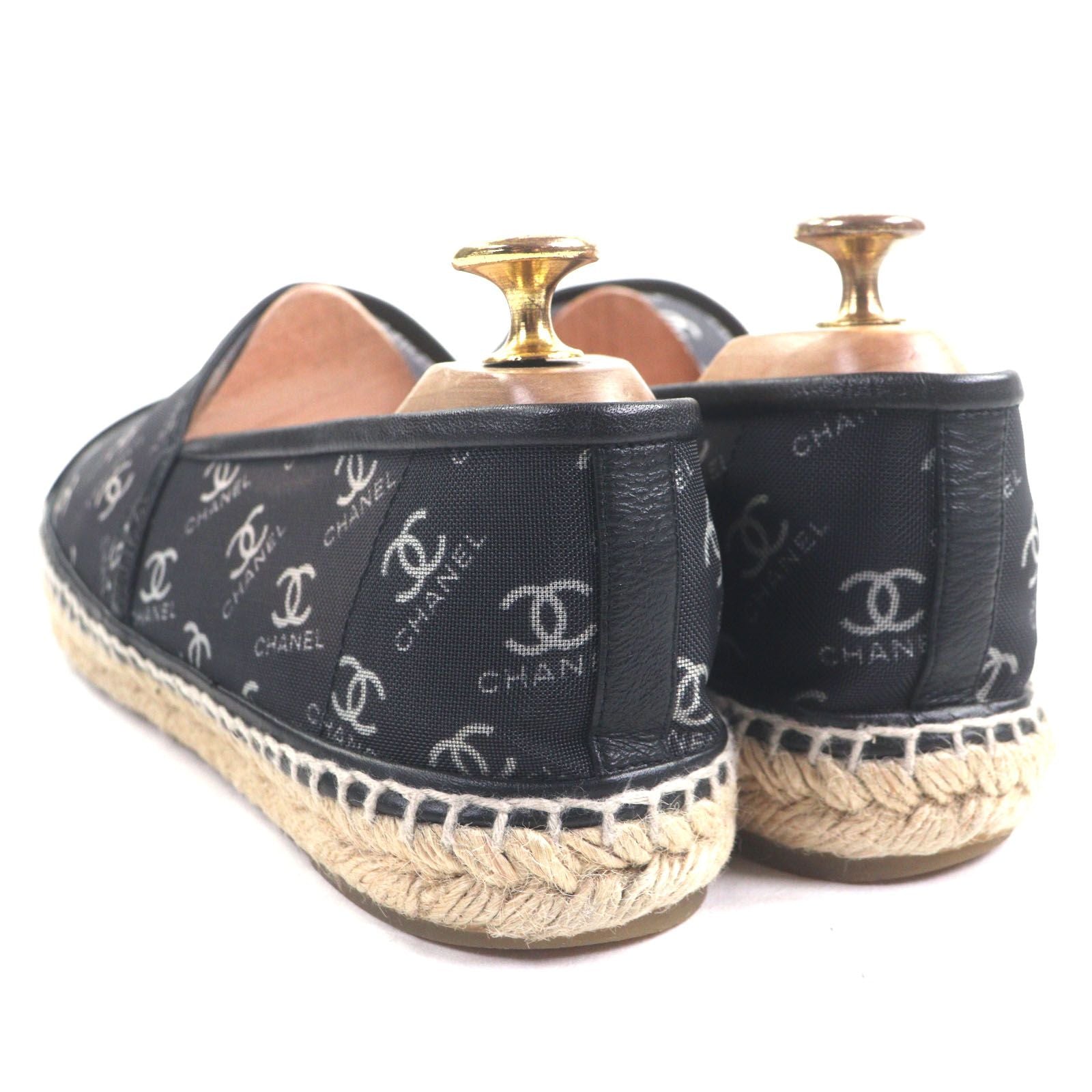 Excellent Condition Chanel G34673 Mesh Leather Cocomark Mesh Espadrilles