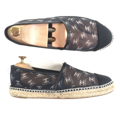Excellent Condition Chanel G34673 Mesh Leather Cocomark Mesh Espadrilles