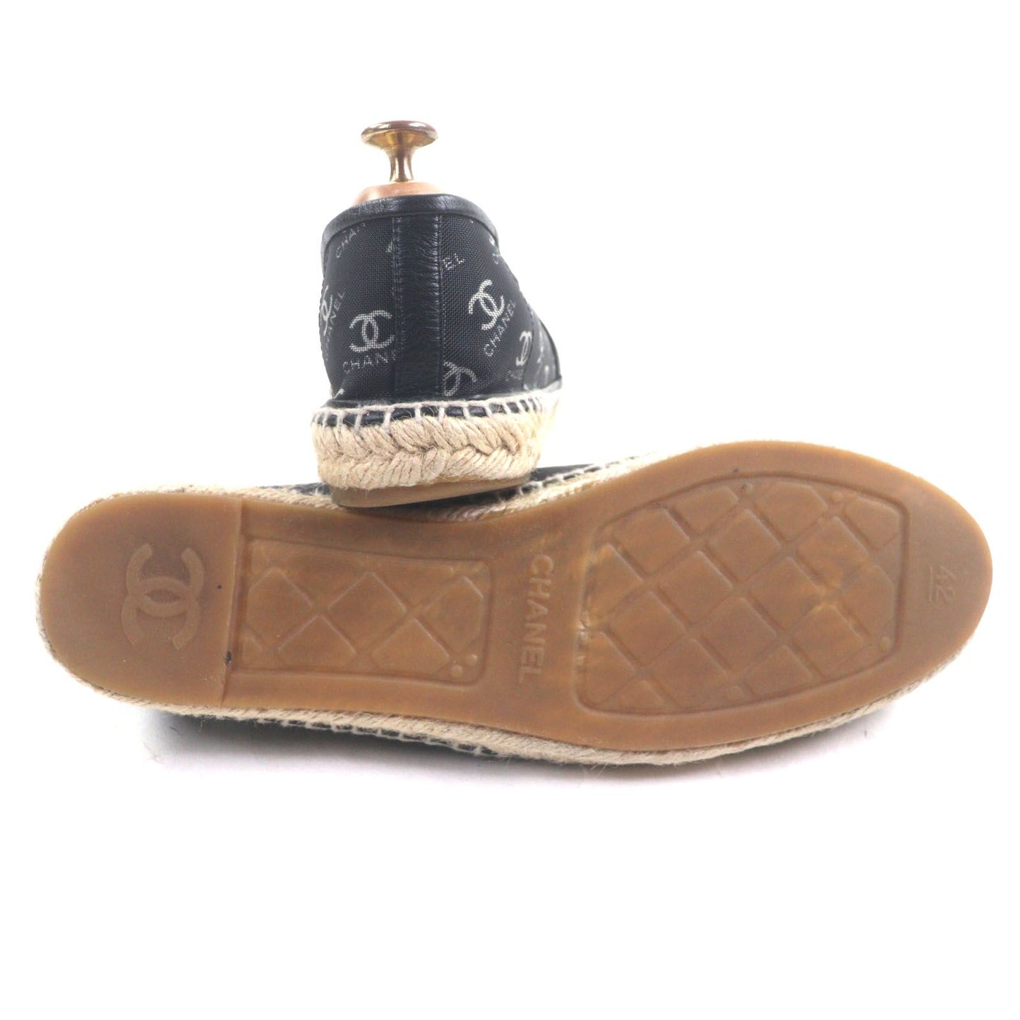 Excellent Condition Chanel G34673 Mesh Leather Cocomark Mesh Espadrilles