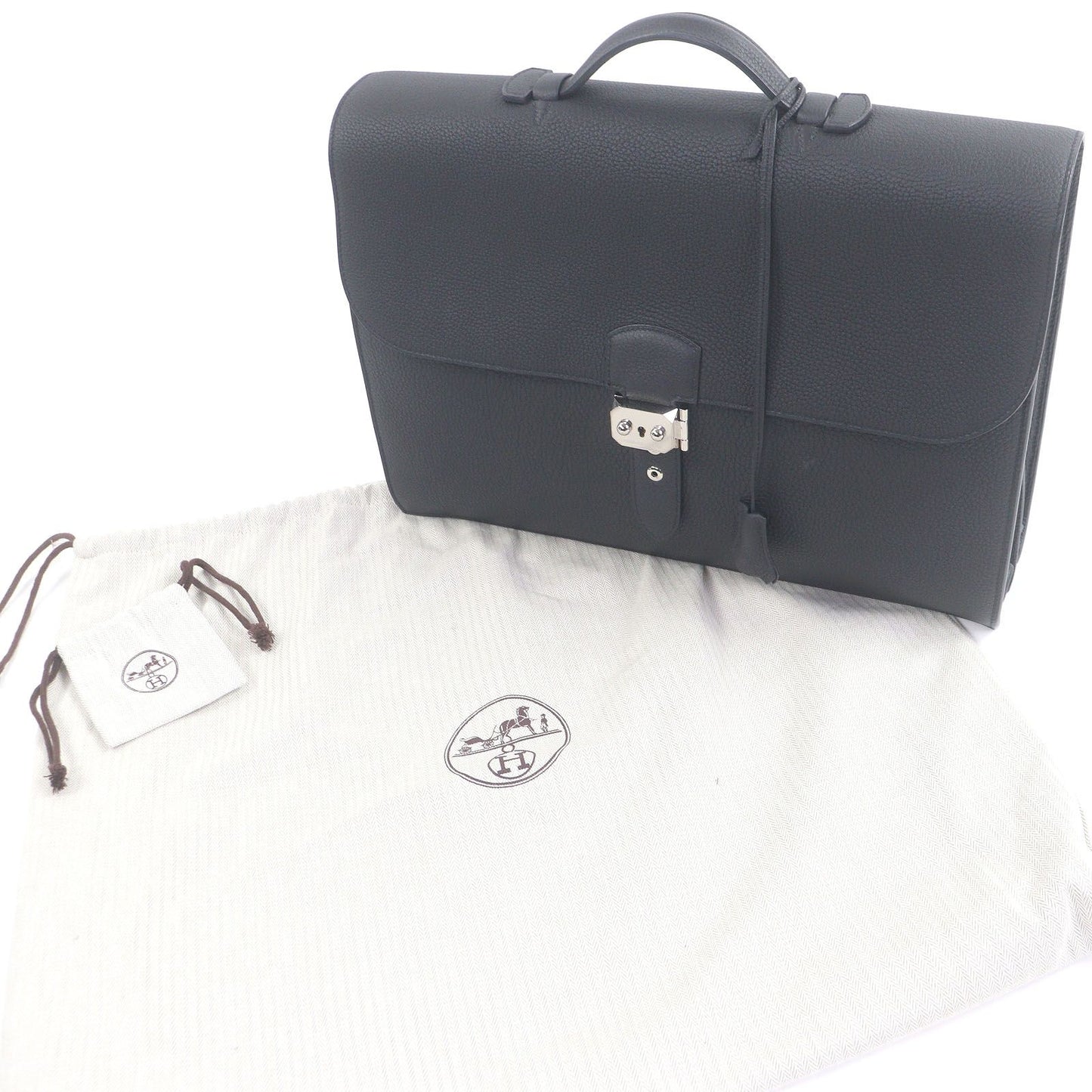 Excellent Condition Hermes Sac À Depeche 38 Togo Silver Hardware