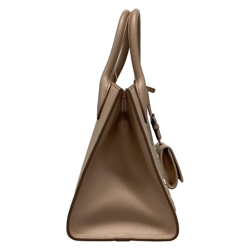 Prada Monochrome Tote Bag Pink Beige Robot Leather