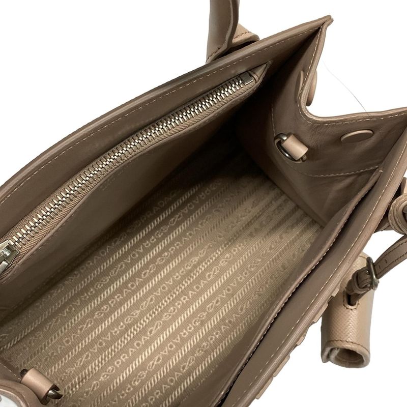 Prada Monochrome Tote Bag Pink Beige Robot Leather