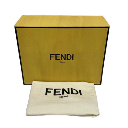 Fendi Waist Pouch Zucca Pattern 7va434 Black And Dark Brown Leather