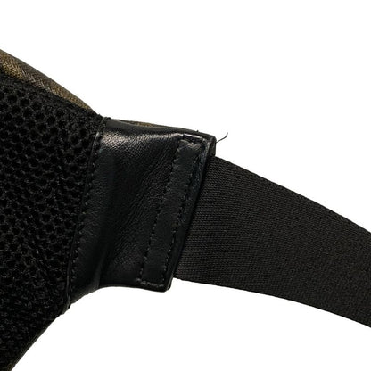 Fendi Waist Pouch Zucca Pattern 7va434 Black And Dark Brown Leather