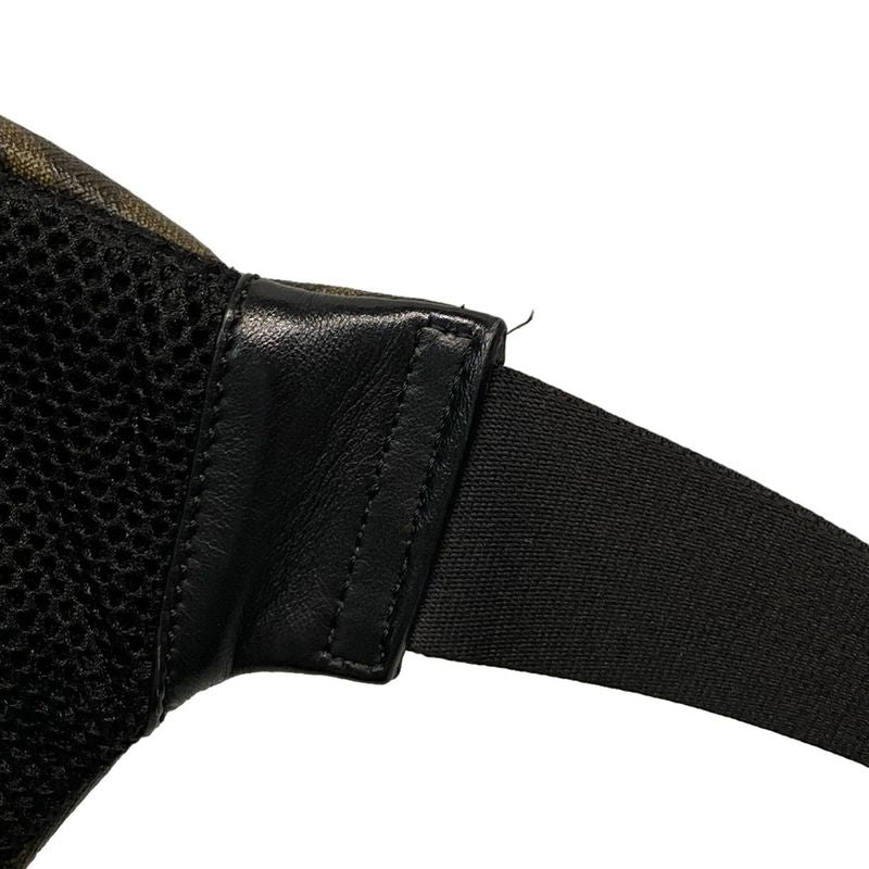 Fendi Waist Pouch Zucca Pattern 7va434 Black And Dark Brown Leather