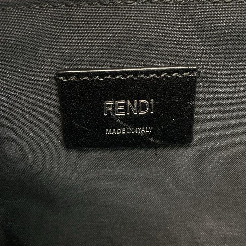 Fendi Waist Pouch Zucca Pattern 7va434 Black And Dark Brown Leather