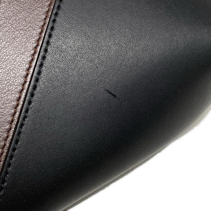 Fendi Waist Pouch Zucca Pattern 7va434 Black And Dark Brown Leather