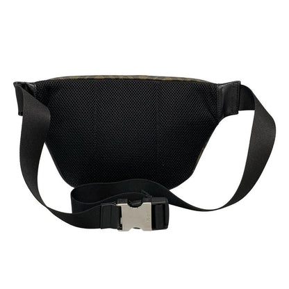 Fendi Waist Pouch Zucca Pattern 7va434 Black And Dark Brown Leather