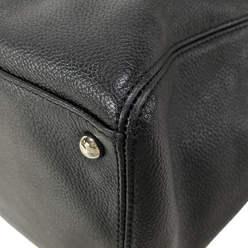 Chanel Executive Line Tote Bag Black Silver Hardware Leather