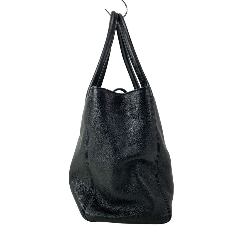 Chanel Executive Line Tote Bag Black Silver Hardware Leather