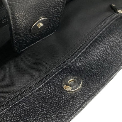 Chanel Executive Line Tote Bag Black Silver Hardware Leather