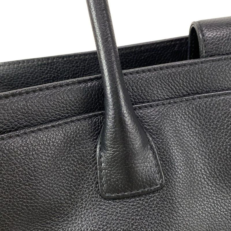 Chanel Executive Line Tote Bag Black Silver Hardware Leather