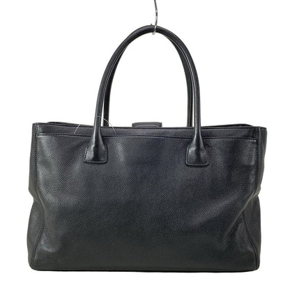 Chanel Executive Line Tote Bag Black Silver Hardware Leather