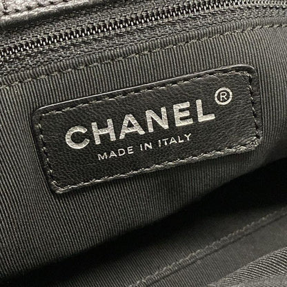 Chanel Executive Line Tote Bag Black Silver Hardware Leather
