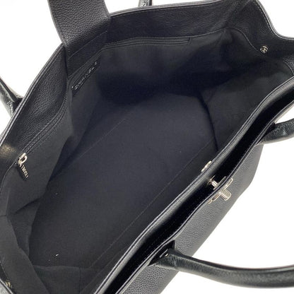 Chanel Executive Line Tote Bag Black Silver Hardware Leather