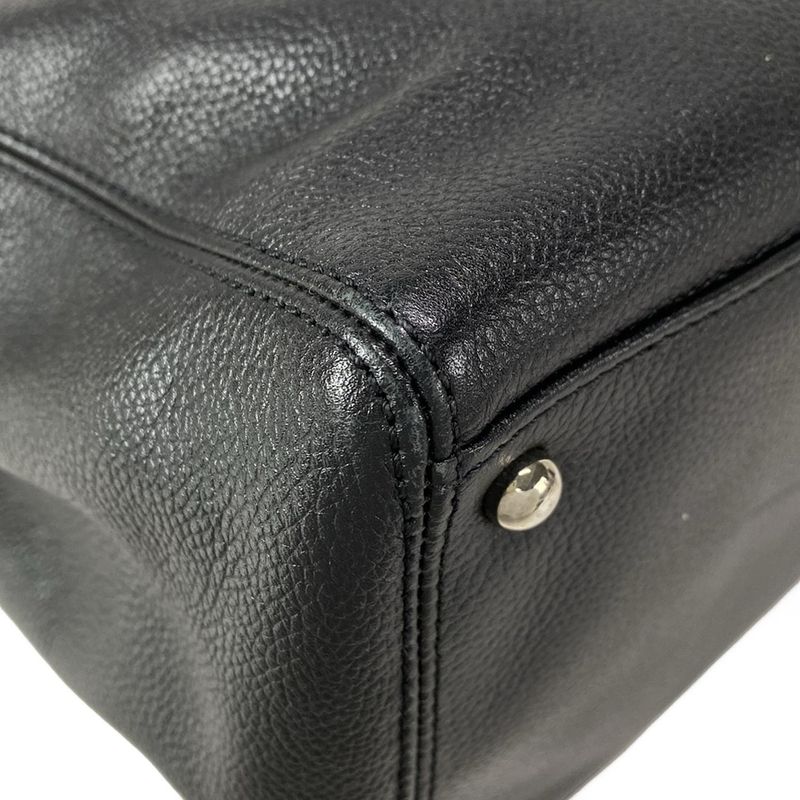 Chanel Executive Line Tote Bag Black Silver Hardware Leather