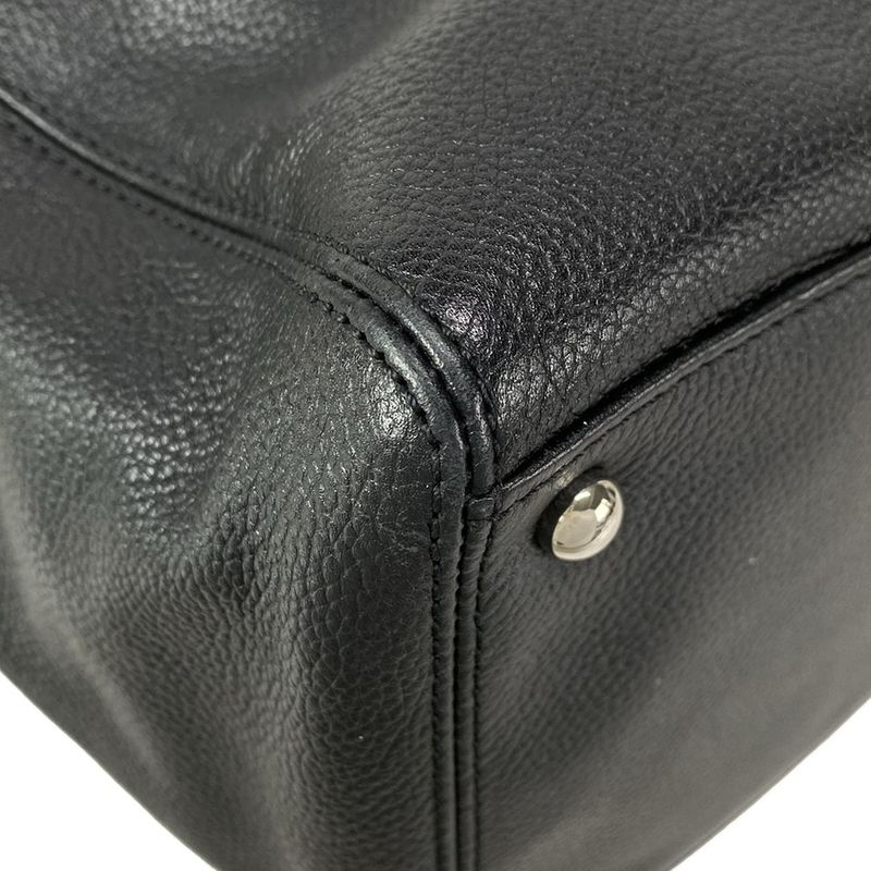 Chanel Executive Line Tote Bag Black Silver Hardware Leather