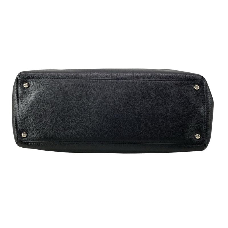 Chanel Executive Line Tote Bag Black Silver Hardware Leather